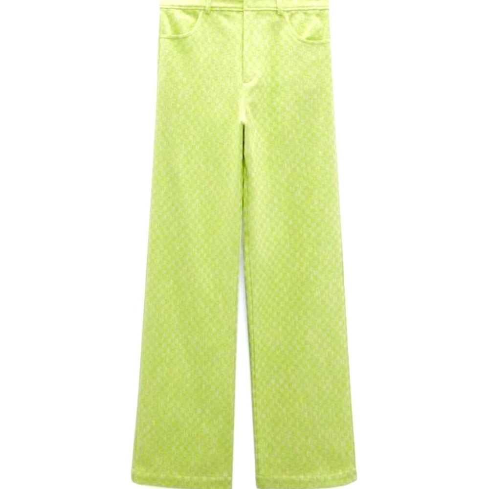 NWOT Zara lime green gingham pants!